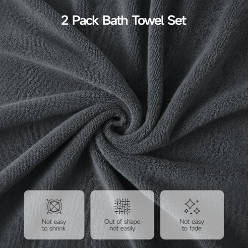 ecolook Ultra Soft 6-Piece Towel Set, 100% Cotton | Lighter Weight, Quick Dry, Highly Absorbent, 2 Bath, 2 Hand, 2 Washcloths, Perfect for Bathroom, Dark Gray - color: Dark Gray