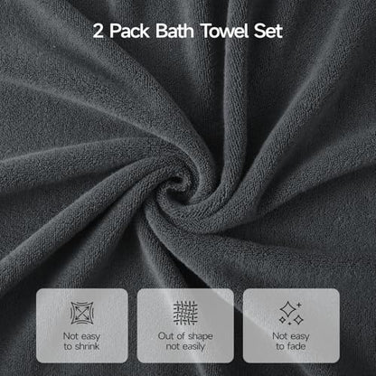 ecolook Ultra Soft 6-Piece Towel Set, 100% Cotton | Lighter Weight, Quick Dry, Highly Absorbent, 2 Bath, 2 Hand, 2 Washcloths, Perfect for Bathroom, Dark Gray - color: Dark Gray
