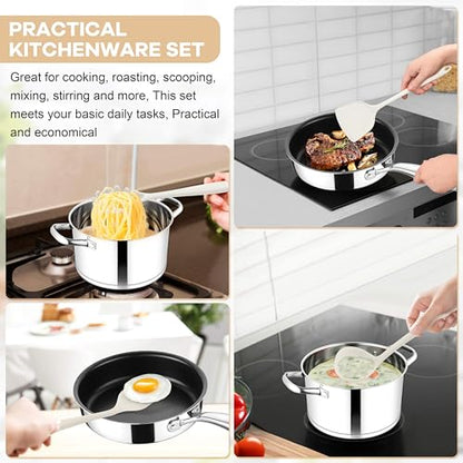 TeamFar Silicone Cooking Utensils Set, 8 PCS Kitchen Utensils Set, White | 446°F Heat Resistant Turner, Spatula, Spoon, Whisk, Kitchen Cooking Gadgets Tools, for Nonstick Cookware, Dishwasher Safe - color: White