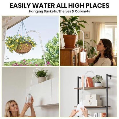 Long Reach Hanging Plant Watering Bottle - 19.6" Adjustable Nozzle, 16.9oz (500ml) Squeeze Watering Can for Indoor Outdoor Ceiling Plants
