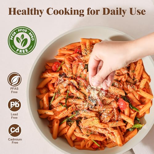 SENSARTE Ceramic Pots and Pans Set Nonstick, 20Pcs Cookware Set, Taupe | Non Stick Ceramic Coating, Non-toxic Healthy Kitchen Cooking Set, Induction Compatible, Dishwasher Safe, PFAS/PTFE/PFOA Free - color: Misty Taupe