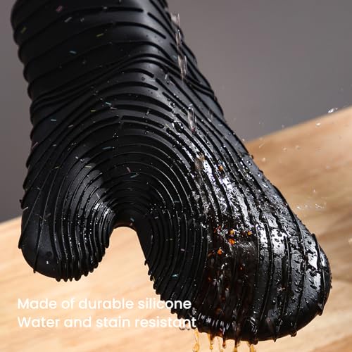 4 Pieces Oven and Pot Holders Mitts of Macaron Color Thickened Non-Slip Silicone Kitchen Gloves, Heat Resistant up to 500F, Essential for Kitchen Baking(makal-HEI) - color: Silicone-black