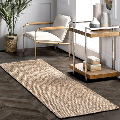 nuLOOM Rigo Hand Woven Farmhouse Jute Runner Rug, 2' 6" x 8', Natural - color: Natural, size: 2'6" x 8' (Runner)