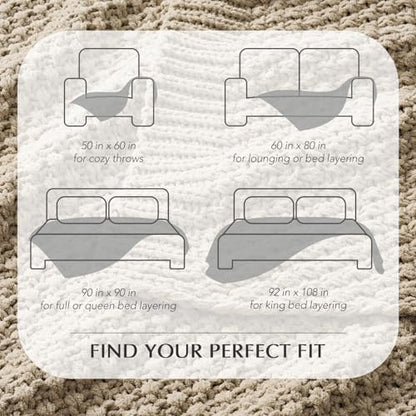 EVERGRACEHOME Chunky Chenille Knit Throw Blanket, 60 x 80, Sand Dune | Sculpted Moss Stitch, Chic Modern Farmhouse, All-Season Warmth, OEKO-TEX® Certified, Elegant Blanket for Couch, Bed, Sofa - color: Sand Dune, size: 60" X 80"