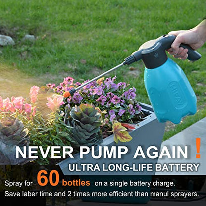 HIFAY ES2-PRO Electric Spray Bottle 2L/0.5Gallon, Rechargeable Battery Powered Sprayer Spray 60 Bottles On a Single Charge, Automatic Plant Mister，Pump Sprayer,Indoor Watering Can for Plants - color: Blue