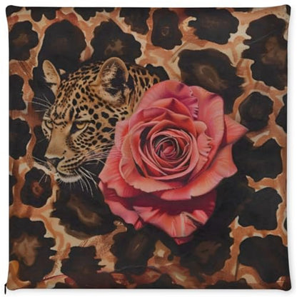 Leopard Rose Memory Foam Chair Cushion for Dining Chair Comfortable Leopard Print Seat Cushion Non Slip Kitchen Cafe Office Square Chair Pad - color: Multi 3