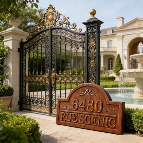 Address Numbers for House,Wood House Address Plaque,Custom Address Sign House Numbers for Outside Personalized Custom Metal Address Signs for Houses Wood Metal housewarming gifts - color: Style 1
