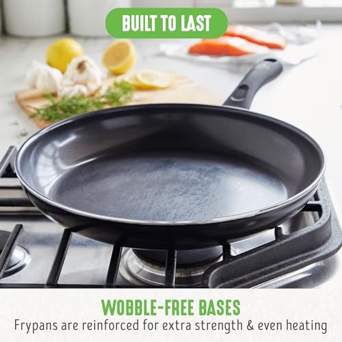 GreenLife 16 Piece Ceramic Nonstick Pots & Pans Cookware Set, Black | PFAS-Free Nonstick Coating, Stockpot, Frying Pans, Saucepans, Sauté Pan, Stay-Cool Handles, Dishwasher & Oven Safe up to 350F - color: Black, style: Soft Grip