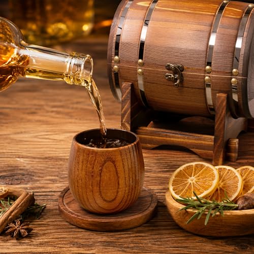 Charred Wooden Whiskey Glasses with Barrel Case(Patent Pending), Gifts for Men Old Fashion Bourbon Drinking Collins Cup, Fathers Day Gift for Dad, Husband, Brother, Boy Friend or Whiskey Lovers