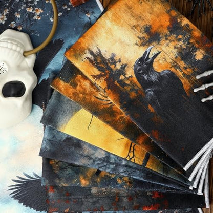 Fourluoo 8 Pcs Gothic Kitchen Towels Set Crow Goth Hand Dish Towels Gothic Tea Cloths for Home Kitchen Bathroom Goth Decor Gifts, 16 x 24 inch - style: Crow
