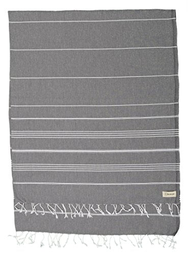 Bersuse Towels Anatolia XL Beach Blanket Throw Blanket Turkish Towel 100% Cotton Extra-Large Quick-Dry Lightweight Premium Peshtemal Towel - 61x82 Inches, Anthracite - color: Anthracite
