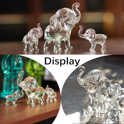 3Pcs Crystal Elephant Figurines Collectible Lucky Glass Animals Paperweight | K9 Crystal,Whimsical Home Decor,Elephant Statue Table Centerpiece,Birthday Gift For Women Mom,Delta Sigma Theta,Christmas - style: Elephant-3pcs