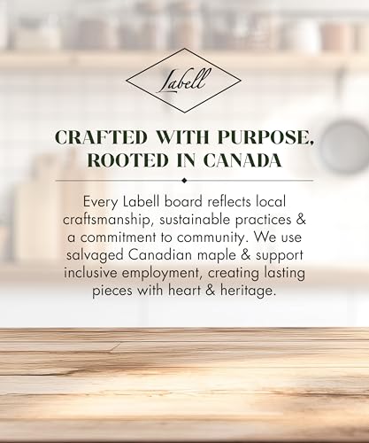 Labell Canadian Maple Wood Cutting Board with Handle, 7 x 10 x 0.75 in | Multi-Purpose Charcuterie Board, Flat Paddle, for Meat, Cheese, Veggies, Serving - size: Medium (7" x 10")