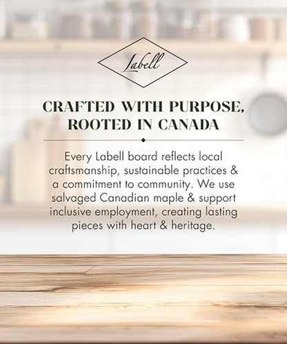 Labell Canadian Maple Wood Cutting Board with Handle, 7 x 10 x 0.75 in | Multi-Purpose Charcuterie Board, Flat Paddle, for Meat, Cheese, Veggies, Serving - size: Medium (7" x 10")