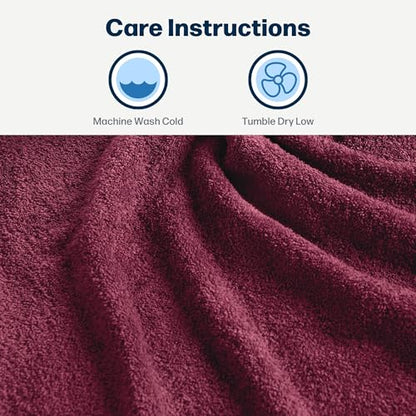 24-Piece Set of Towels, Lightweight 380 GSM Cotton Towels, Quick Drying, Absorbent Hand Towels, Fingertip Towels, Bath Towels, & Washcloths, Burgundy - color: Burgundy