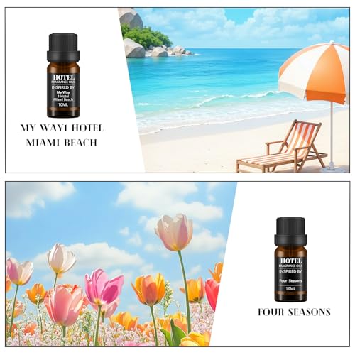 Hotel Collection Diffuser Essential Oil Gift Set,Hotel Scents for Home,Stress Relief Air Freshening,My Way,The Beach Villas and Other Luxury Hotel Scents Waterless Essential Oil Diffuser