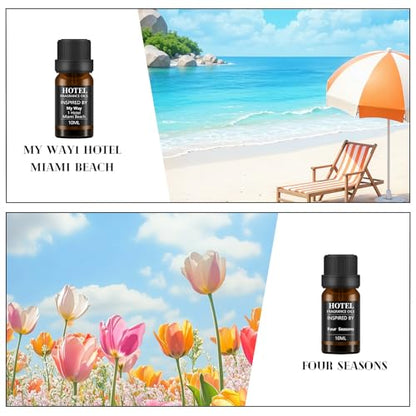 Hotel Collection Diffuser Essential Oil Gift Set,Hotel Scents for Home,Stress Relief Air Freshening,My Way,The Beach Villas and Other Luxury Hotel Scents Waterless Essential Oil Diffuser