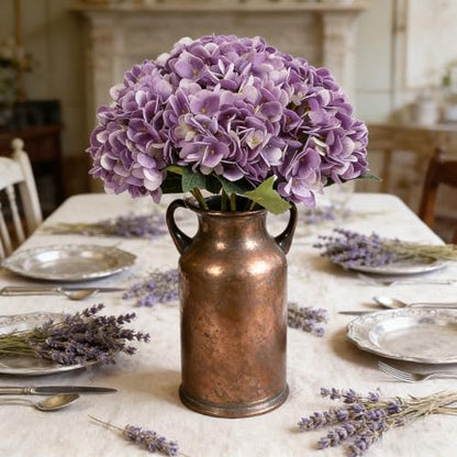 Kimura's Cabin 6Pcs Artificial Hydrangeas Flower Silk Fake Flowers,Purple | Faux Hydrangea Flowers with Stems,Wedding Party Bouquet Arrangements,Home Table Centerpieces,Vase Filler Plants,Office Deco - color: Purple