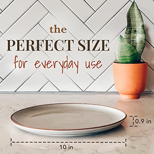 Mora Ceramic Dinner Plates Set of 6, 10 inch Dish Set - Microwave, Oven, and Dishwasher Safe, Scratch Resistant, Modern Rustic Dinnerware- Kitchen Porcelain Serving Dishes - Earl Grey - color: Earl Grey