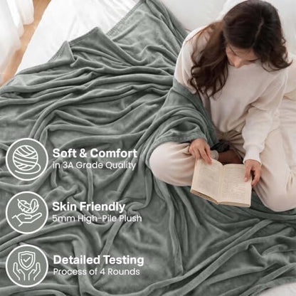 MOONLIGHT20015 Fleece Throw Blanket Super Soft Cozy for Couch, Sofa and Camping Lightweight 400 GSM Luxury Fluffy Microfiber Bed Blankets 50 x 60 Inches (Throw/Travel, Silver) - color: Silver, size: Throw