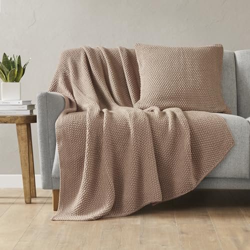 INK+IVY Bree Knit All Season Throw Blanket for Sofa, 50 x 60, Brown | Ultra Soft, Acrylic, Lightweight, OEKO-TEX Certified - color: Brown, size: Throw (50 in x 60 in)