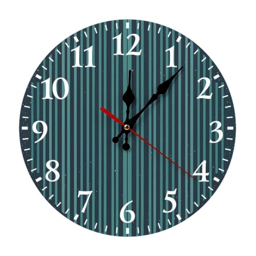 Wooden Wall Clock 25*25cm Round, Silent Non Ticking, Rustic Wooden Clocks | Solid Wood | Battery Operated | Dark Retro Minimalist Pattern Wall Clock | Decorative for Home Office Kitchen Bedroom - color: White-style, size: 25*25cm