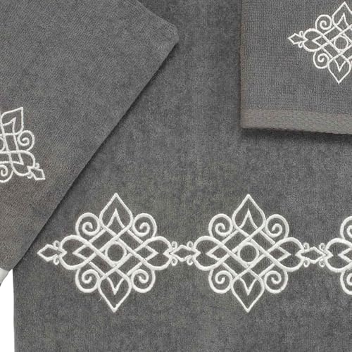 Avanti Linens - 3pc Towel Set, Soft & Absorbent Cotton Towels (Riverview Collection, Nickel) - color: Nickel, size: 3pc Towel Set