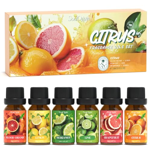 Soulorigin Citrus Essential Oils Set, Fragrance Oil Set for Diffuser, Scent Diffuser Oil for Candle Making- Blood Orange, Lemon, Bergamot, Lime, Grapefruit, Citrus - color: Citrus