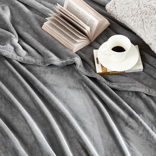 Hansleep Throw XL Grey Fleece Blanket, Soft Flannel Bed Blanket | Fuzzy Cozy Blanket 50x70 Inches, Multi-use for Bed, Sofa, Couch, Travel, Camping, All Season Warm Lightweight Cover - color: Grey, size: Throw XL (50x70 Inches)