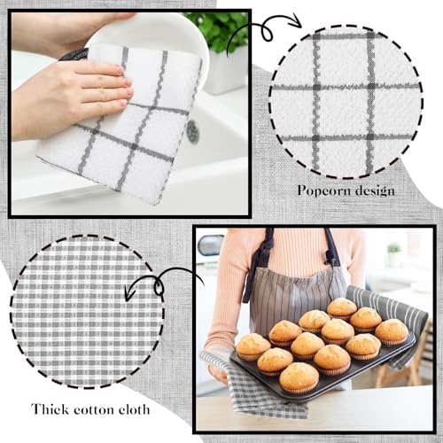 LemonRoad 12 Pcs Oven Mitts Kitchen Towels Dishcloths with Pot Holders Sets Dish Towels Sets Oven Gloves Heat-Resistant Pot Pads with Silicone for Kitchen Cooking Baking(Gray) - color: Gray