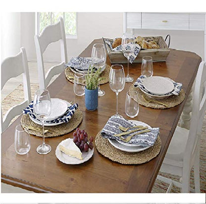 Round Woven Placemats, 11.8inch Natural Wicker Placemats, Set of 4 Water Hyacinth Straw Braided Tablemats, Rattan Tablemats Rustic Chargers Weave Placemats for Dining Table - size: Woven Placemats 11.8 inch-4