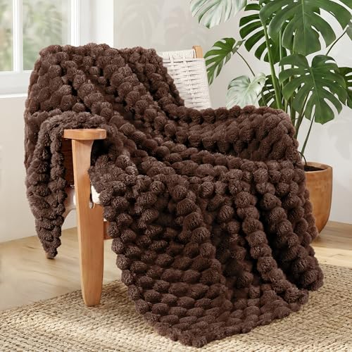 Whale Flotilla Soft 3D Jacquard Fleece Throw Blanket for Couch Bed, Coffee | Super Cozy Lightweight Plush Fluffy Throw, Luxury Decorative All‑Season Couch Cover Blanket for Sofa & Office Chair, 50"x60" - color: Coffee, size: Throw(50x60 Inch)