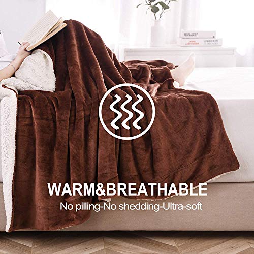 NANPIPER Sherpa Blanket Twin Thick Warm Throw for Winter Bed Super Soft Fuzzy Flannel Fleece/Wool Like Reversible Velvet Plush Blankets (Brown Twin Size 60"x80") - color: Brown, size: Twin