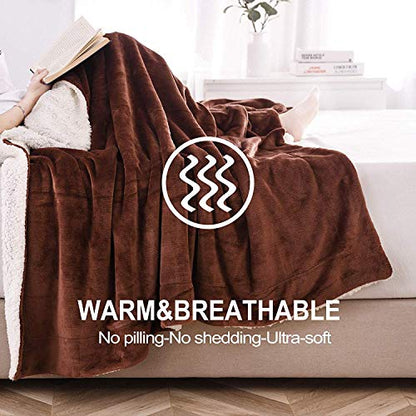 NANPIPER Sherpa Blanket Twin Thick Warm Throw for Winter Bed Super Soft Fuzzy Flannel Fleece/Wool Like Reversible Velvet Plush Blankets (Brown Twin Size 60"x80") - color: Brown, size: Twin