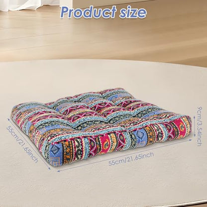 Meditation Floor Pillow, Bohemian Meditation Cushion Meditation Mat, Large Pillows Seating for Adults, Tufted Corduroy Floor Cushion Indian Floor Pillows for Tatami Living Room