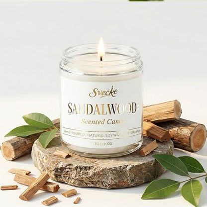Sandalwood Scented Candle 7oz Soy Wax Jar Candle Long Burning Aromatherapy Candle for Home Bedroom Gift for Women Men Housewarming New Home Gift - size: Pack of 1
