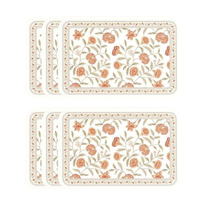 Vinyl Waterproof Placemats Set of 6 Rectangular,12"*17"-Albano A | Wipeable Beautiful Print Place Mats,Stain Resistant,Heat Resistant,Everyday Meals,Kitchen,Dinning,Holiday,Decor - color: Albano a