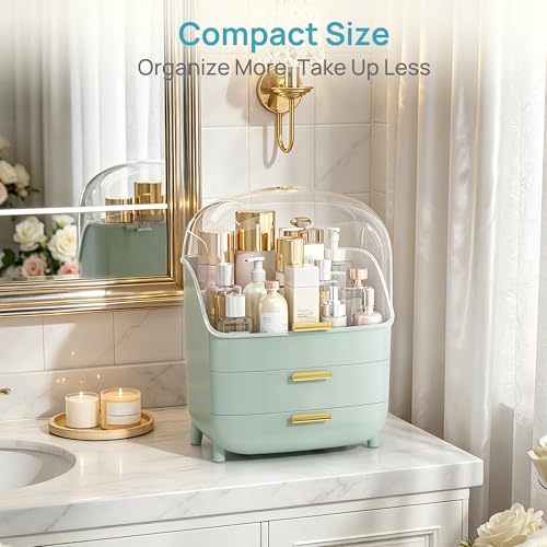 Vtopmart 3-Tier Skincare Makeup Organizer with Lid, Green - color: Green, size: With Lid
