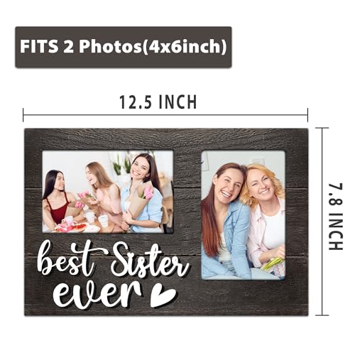 Sister Gifts, Mothers Day Sisters Gift from Sister, 3D Photo Frame Hold 4x6 Inches Two Photos - Picture Frame Present for Galentines Day - color: Sister