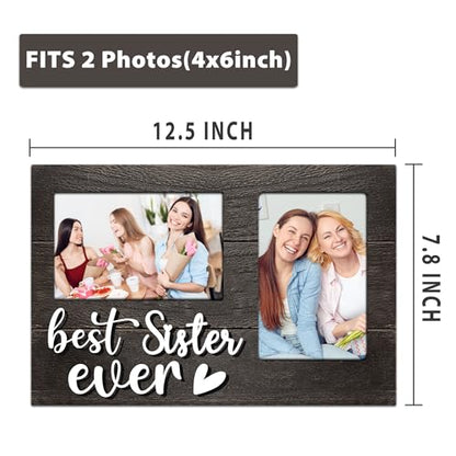 Sister Gifts, Mothers Day Sisters Gift from Sister, 3D Photo Frame Hold 4x6 Inches Two Photos - Picture Frame Present for Galentines Day - color: Sister