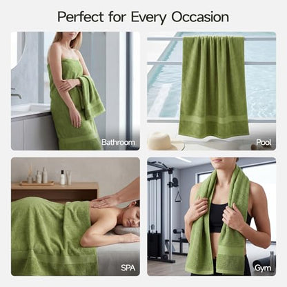 ecolook Ultra Soft 6-Piece Towel Set, 100% Cotton | Lighter Weight, Quick Dry, Highly Absorbent, 2 Bath, 2 Hand, 2 Washcloths, Perfect for Bathroom, Green - color: Green