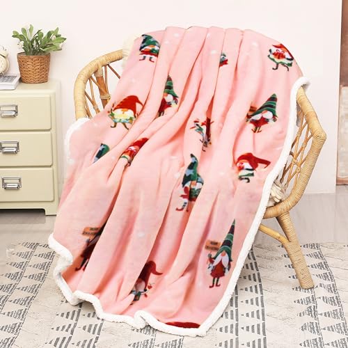 Catalonia Christmas Dwarfs Sherpa Throw Blanket, Xmas Theme Throws, Plush Fleece Couch Blanket, Super Soft, Comfy, Cozy, Fluffy, Ugly - color: Xmas Elf Pink, size: 50"x60"