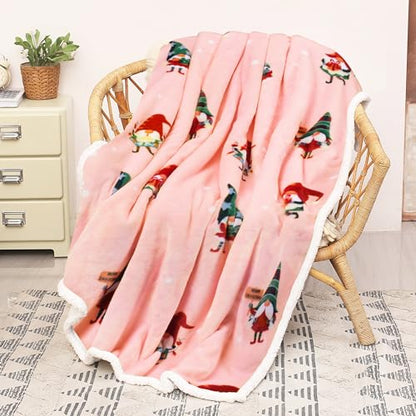 Catalonia Christmas Dwarfs Sherpa Throw Blanket, Xmas Theme Throws, Plush Fleece Couch Blanket, Super Soft, Comfy, Cozy, Fluffy, Ugly - color: Xmas Elf Pink, size: 50"x60"