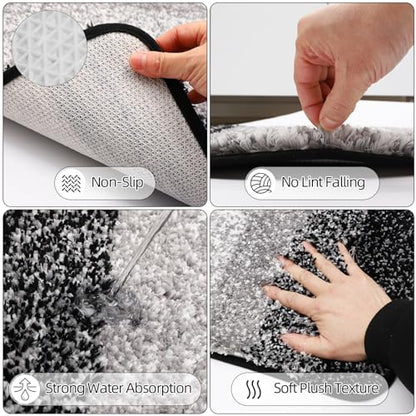32PCS Bathroom Sets with Shower Curtain and Rugs,Bathroom Set Black Bathroom Accessories Black Shower Curtain Set with Bathroom Trash Can - size: Bath Set+Shower Curtain+Bath Rugs, style: Black