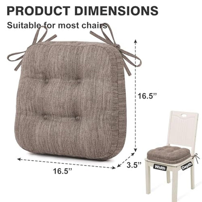 Shinnwa Dining Chair Cushions Set of 2, Dual-Layer Memory Foam Kitchen Chair Cushions, Patented Design Seat Pads with Ties, 16.5 x 16.5 x 3.5in, 2 Pack, Light Brown - color: Light Brown, size: 2 Count (Pack of 1)