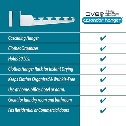 Over The Door 3-Pack Organizer for Clothes Hangers, Space-Saving Cascading Hanger Hooks, White - size: 3-Pack