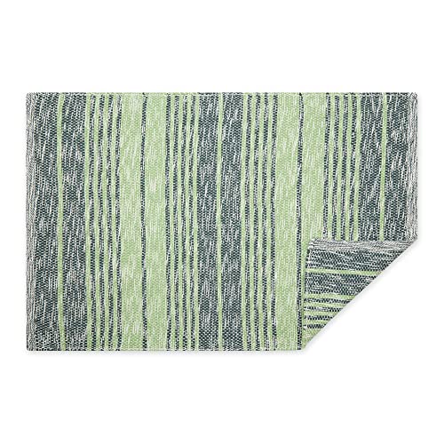 DII Woven Rag Rug Collection Recycled Yarn Variegated Rustic Stripe, 2x3', Hunter Green - color: Hunter Green