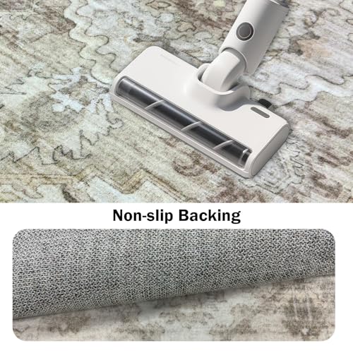 AooHHooA 2x10 Boho Washable Beige Low Pile Runner Rugs, Non Slip Stain Resistant Soft Faux Wool Runners for Hallway Laundry Entryway Bedroom - color: Beige 2, size: 2' x 10' (Runner)