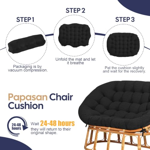 Papasan Chair Cushion Black - color: Black, size: 65x48 Inch
