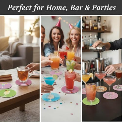 10 Pcs DIY Diamond Painting Coasters with Holder – Vibrant Beverage Pattern Designs – Easy & Fun Gem Art Craft Kit for Home Decor & Unique Gifts